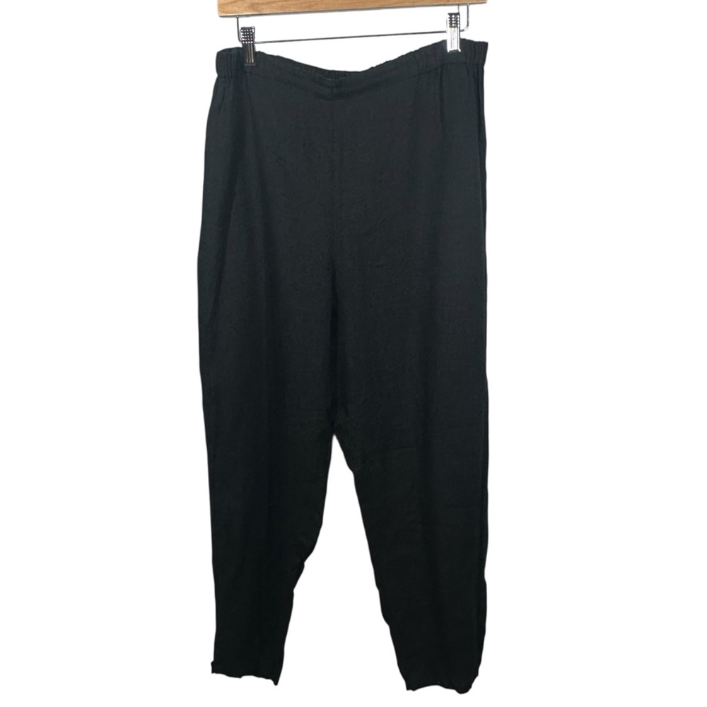 Flax Womens Linen Wide Leg Cropped M Black Lagenlook Beach Sustainable